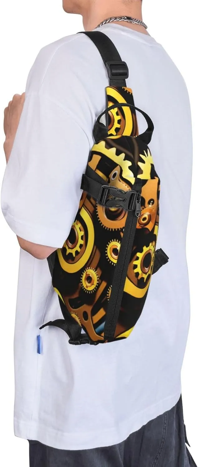 Print Flowers Sling Bags Crossbody Sling Backpack Travel Hiking Daypack Chest Bag For Man And Women