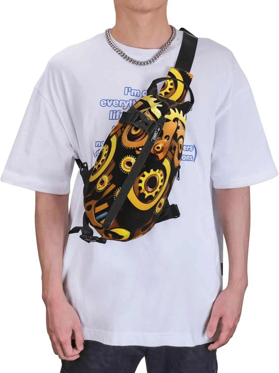 Print Flowers Sling Bags Crossbody Sling Backpack Travel Hiking Daypack Chest Bag For Man And Women