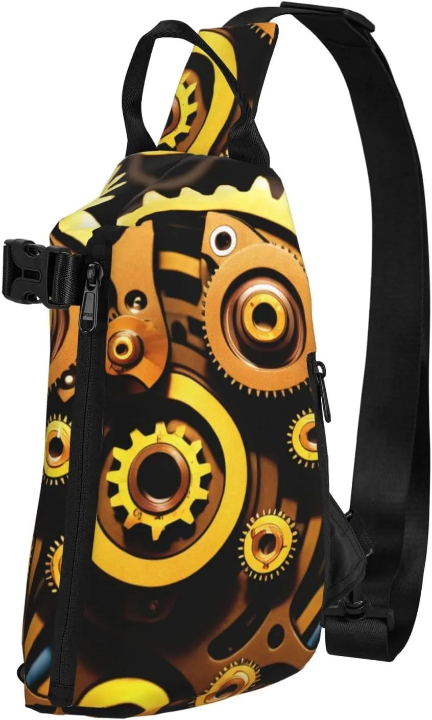 Print Flowers Sling Bags Crossbody Sling Backpack Travel Hiking Daypack Chest Bag For Man And Women