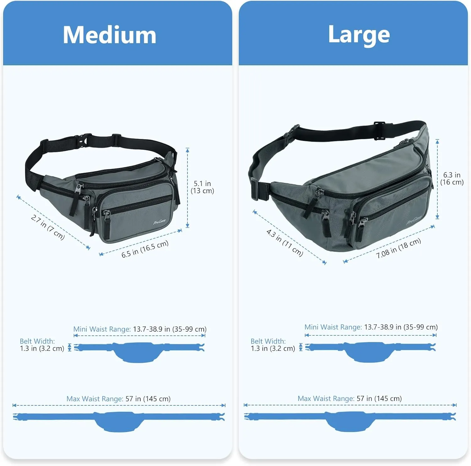 ProCase Fanny Pack Waist Packs for Men Women, Waist Bag Hip Pack for Travel Hiking Running Outdoor Sports