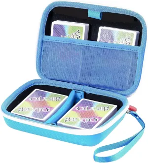 ProCase Hard Playing Card Game Carrying Case, Travel Storage Box Holds 300  Trading Cards, Bag Holder for Classic Board Game UNO, Five Crowns，SKYJO, PlayMonster and More (Case Only) -Blue