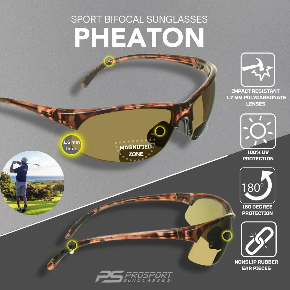 proSPORT BIFOCAL Sunglasses Readers Tinted Mens Womens High Definition Amber Yellow Smoke  1.50  1.75  2.00  2.25  2.50