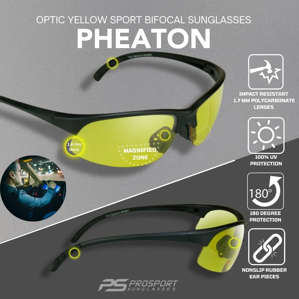 proSPORT BIFOCAL Sunglasses Readers Tinted Mens Womens High Definition Amber Yellow Smoke  1.50  1.75  2.00  2.25  2.50