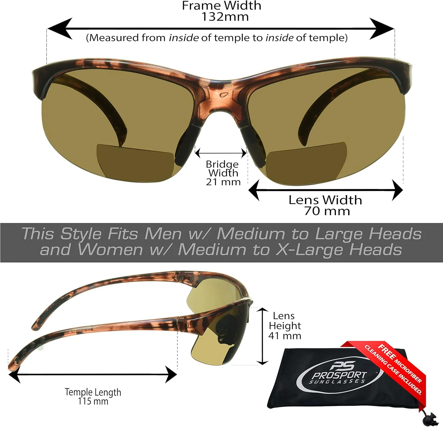 proSPORT BIFOCAL Sunglasses Readers Tinted Mens Womens High Definition Amber Yellow Smoke  1.50  1.75  2.00  2.25  2.50