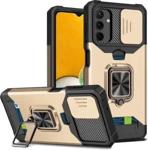 Protective Case Compatible with Samsung Galaxy A13 4G/5G/A13 LITE/A13 LTE/A04S Case,Military-Grade Drop Protection Case,Case with Sliding Camera Cover and Card Holder Heavy Duty Protective,Metal Kicks
