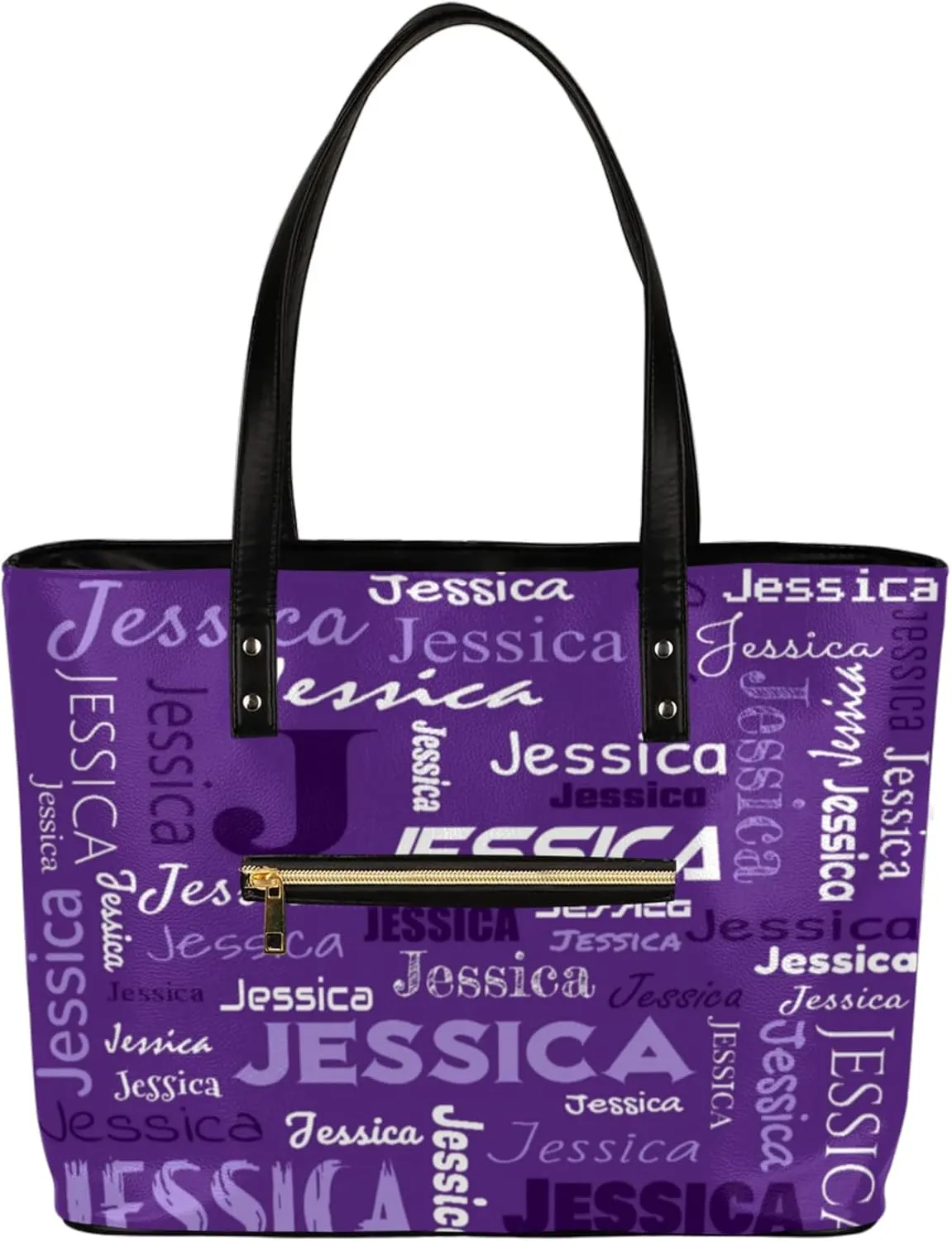PU Leather Custom Tote Bag for Women, Personalized Initial Shoulder Beach Bags Customized Handles Bag