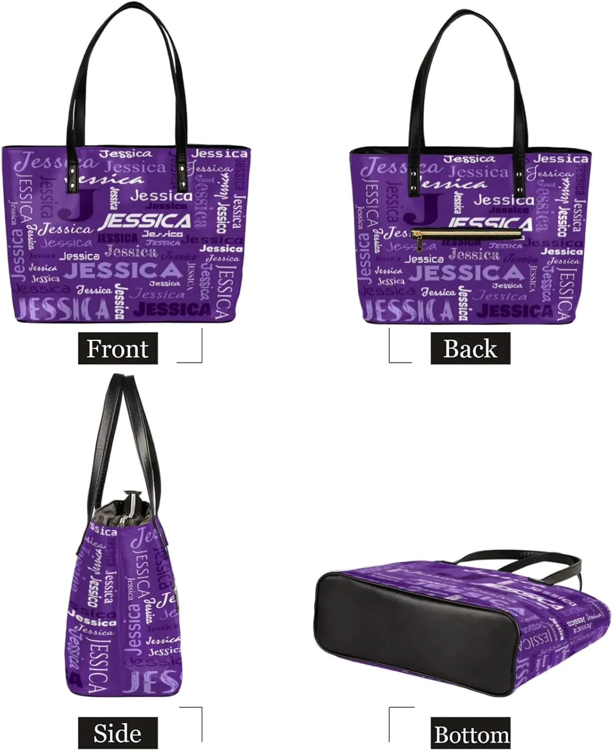 PU Leather Custom Tote Bag for Women, Personalized Initial Shoulder Beach Bags Customized Handles Bag