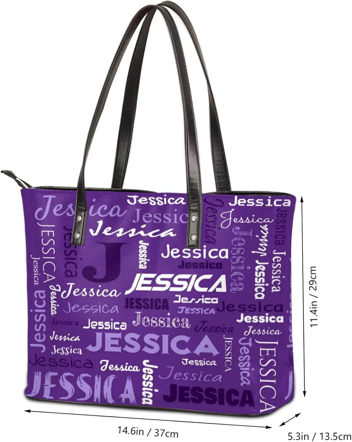 PU Leather Custom Tote Bag for Women, Personalized Initial Shoulder Beach Bags Customized Handles Bag