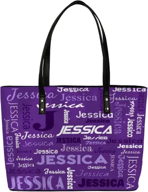 PU Leather Custom Tote Bag for Women, Personalized Initial Shoulder Beach Bags Customized Handles Bag