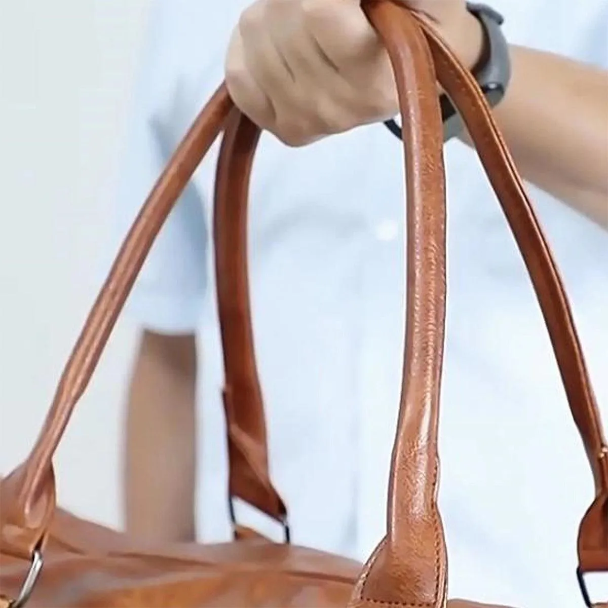 PU Leather Travel Duffel Bag Men Weekend Overnight Luggage Bag for Travel Sports