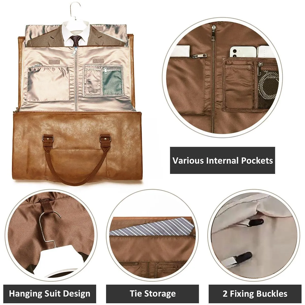 PU Leather Travel Duffel Bag Men Weekend Overnight Luggage Bag for Travel Sports