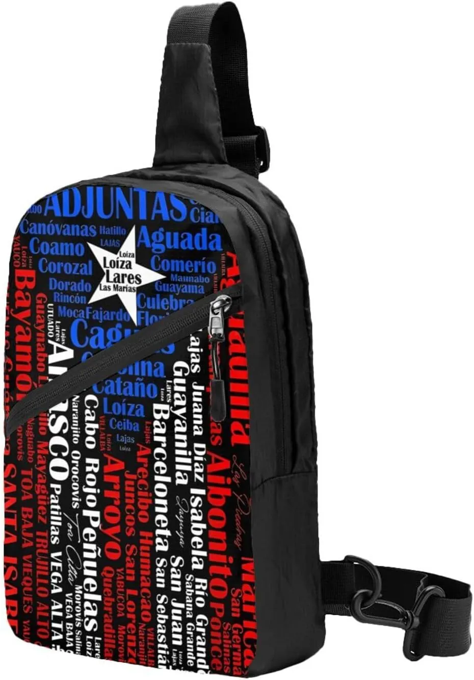 Puerto Rican Flag Towns Cities Of Puerto Rico Portable Crossbody Bag Foldable Sling Bags Sports Gym Chest Daypack Reusable Shoulder Backpack Casual Diagonally Rucksack Fanny Packs