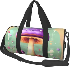 Purple Dream Mushroom* Round Large Capacity Foldable Duffel Bag For Women Men, Gym Tote, Sports Duffel.