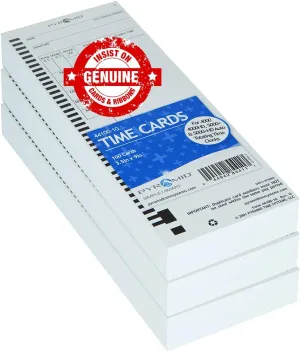 Pyramid Time System - Authentic Time Cards [44100-10PK3] for Pyramid 4000, 4000ProK, 4000HD, 5000 & 5000HD Series, Time Sheets for Auto Totaling Time Clocks (3.5 x 9 in) - 300 Time Cards - White