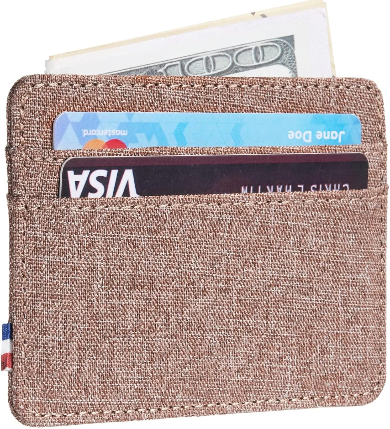 Qbool Mens Front Pocket Wallet Slim Minimalist with RFID Blocking Cash Slot Credit Card Holder (Z-Brown)