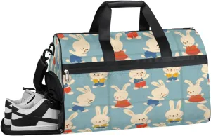 QsirBC Toy Bunnies Gym Bag for Women Duffle Tote with Shoes Compartment Men Weekender Duffel For Travel Sports Swimming Overnight