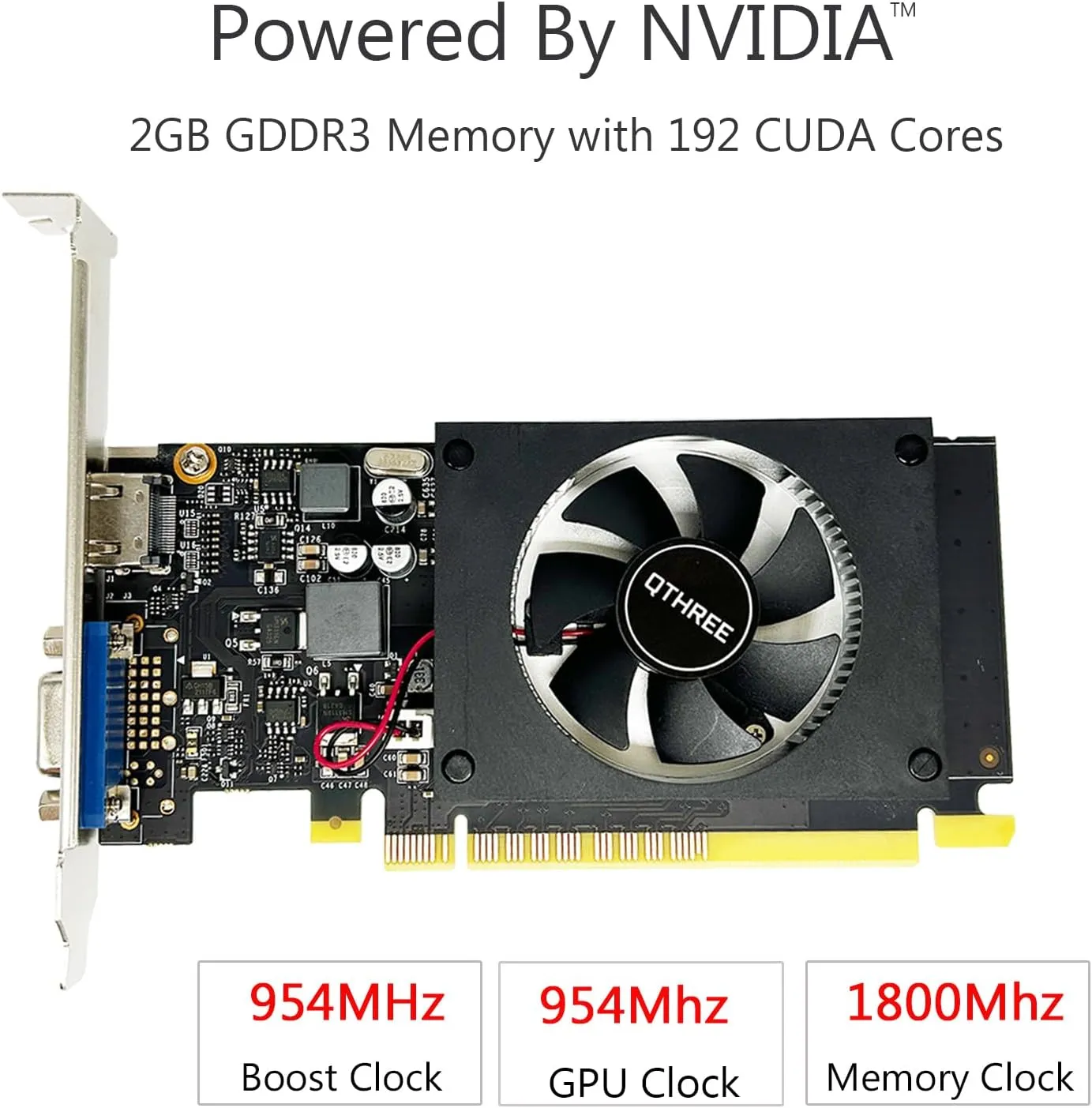 QTHREE NVIDIA GT 710 2GB Graphics Card,DRR3,64-bit,VGA,HDMI,PC Video Card,Computer GPU,PCI Express 2.0 X8,HDCP,DirectX 11,Low Profile