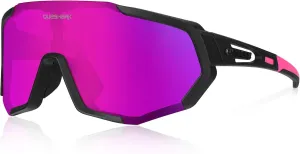 Queshark Cycling Glasses, Sports Sunglasses for Men Women, 1 Polarized 2 HD Lens, Polarized Sunglasses for Cycling Running