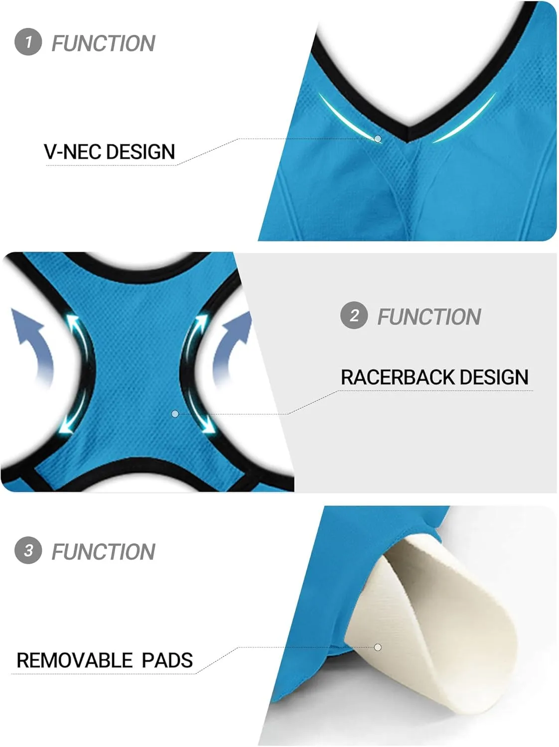 Racerback Sports Bras for Women with Pads - High Impact Athletic Tank Tops for Yoga and Workout Brassieres Bra