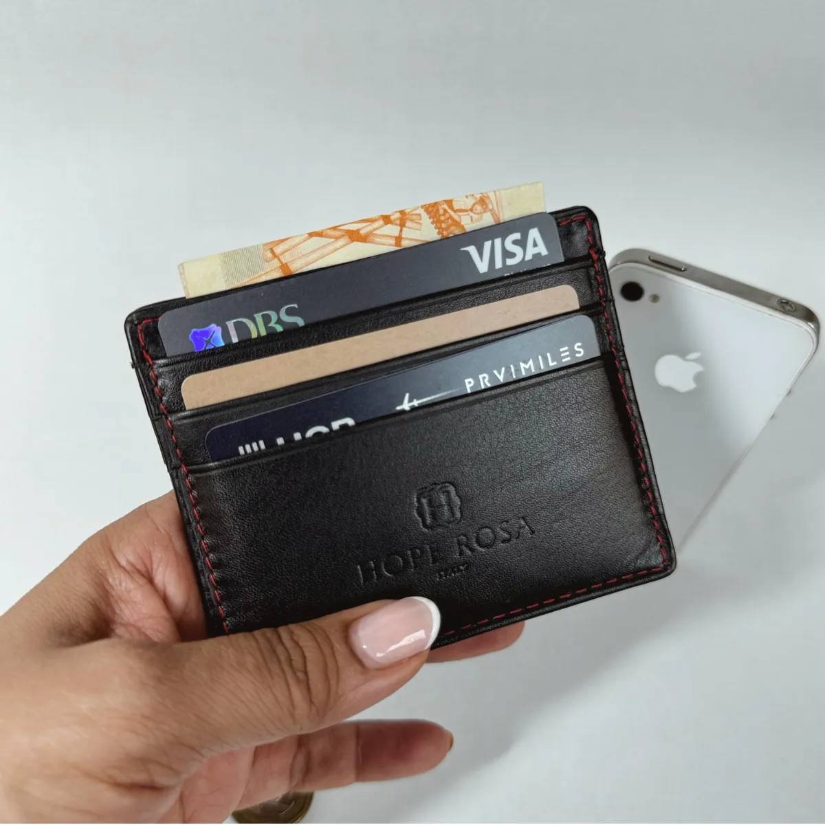 Rafa Leather Multi-Slot Card Holder/Wallet (Black)