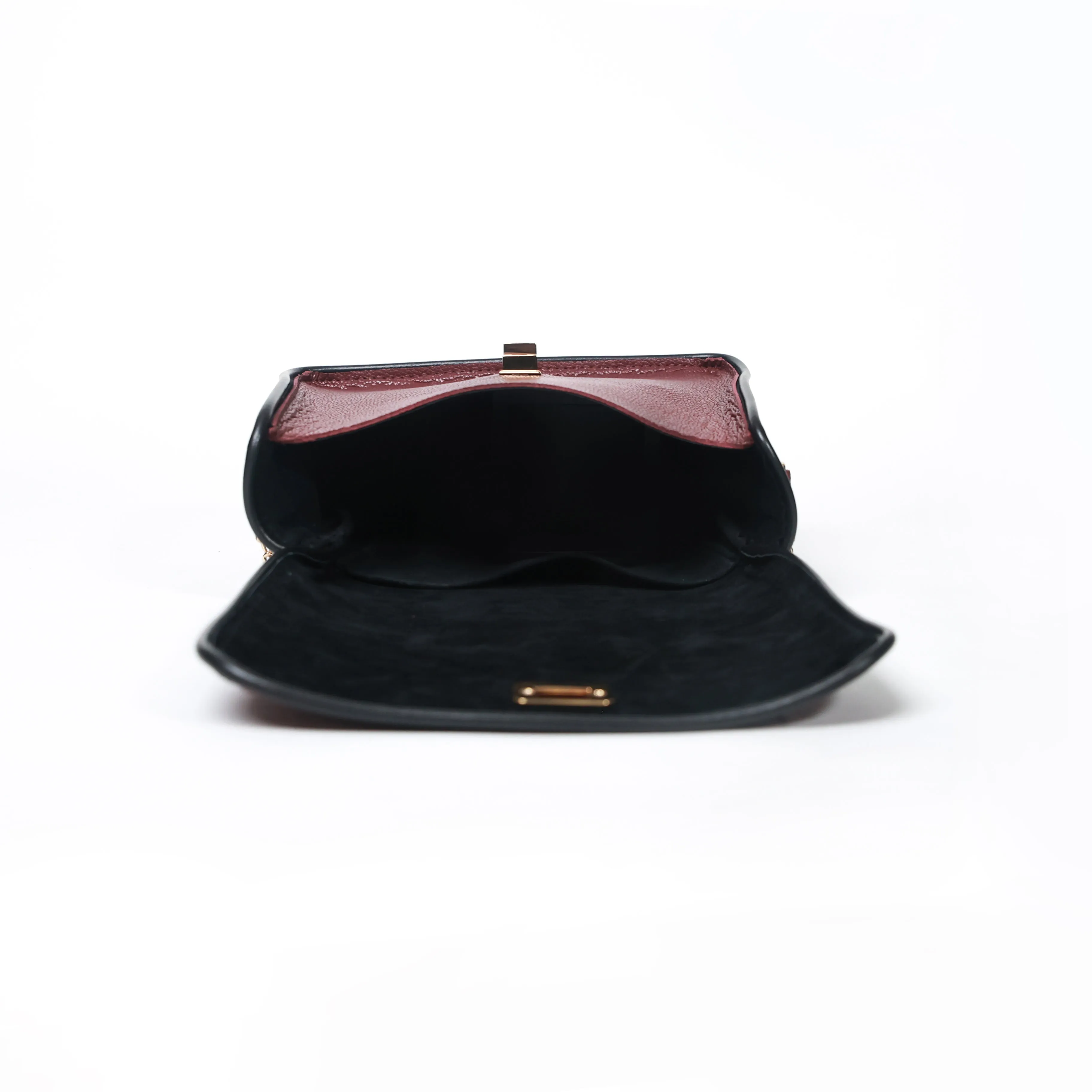 Rebecca Merlot Leather Crossbody Bag with Black Trim
