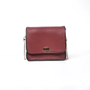 Rebecca Merlot Leather Crossbody Bag with Black Trim
