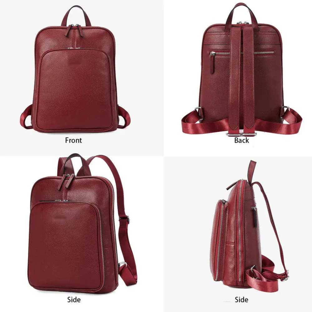 ﻿Red Lush Leather Backpack