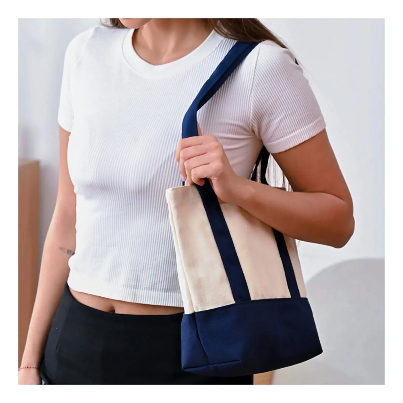 Red Mini Preppy Canvas Tote Bag