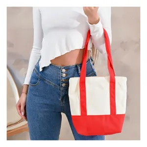 Red Mini Preppy Canvas Tote Bag