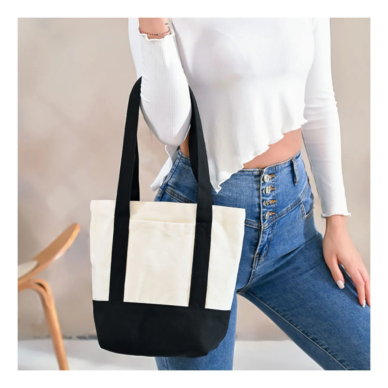 Red Mini Preppy Canvas Tote Bag