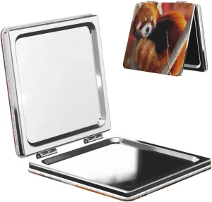 Red Panda Women Small Pocket Makeup Mirror Compact Portable Folding Handheld Makeup Mirror