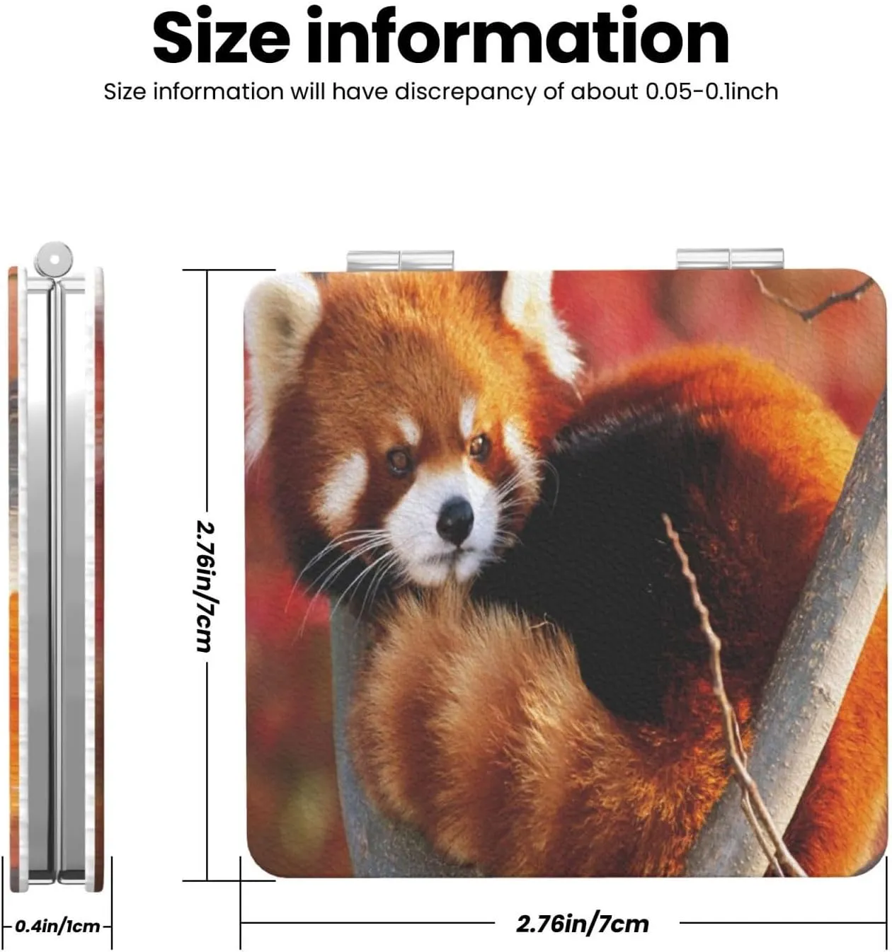Red Panda Women Small Pocket Makeup Mirror Compact Portable Folding Handheld Makeup Mirror