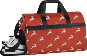 Reindeer Theme Pattern Gym Bag for Women Duffle with Shoes Compartment Men Weekender Duffel Bags for Travel Sports Swimming Overnight Dance