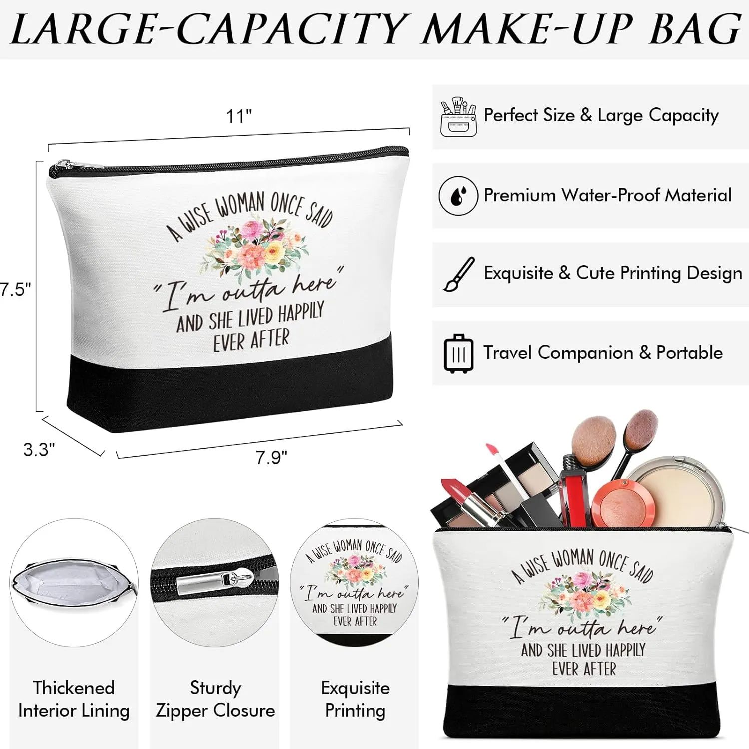Retirement Gifts for Women 2025, Best Cool Retirement Gifts for Coworker Teacher Nurses Boss Friends Mom Grandma Retirees, Funny Retired Gifts Happy Retirement Gifts - Canvas Tote Bag & Makeup Bag Set