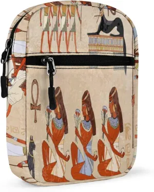 Retro Ancient Egypt Egyptian Temples Gods and Pharaohs Murals Adjustable Fanny Waist Pack Pouch, Waterproof Crossbody Runners Bag Wallet for Gym Hiking Fitness Women Men 6.1 x 2.2 x 7.9 inch