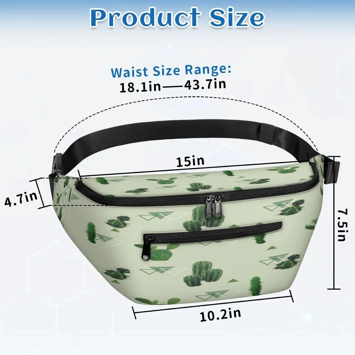 Retro Cactus Crossbody Sling Bag for Women Men Crossbody Backpack with 4 Zipper Pockets Fanny Pack Shoulder Casual Daypack for Travel Running Hiking Cycling
