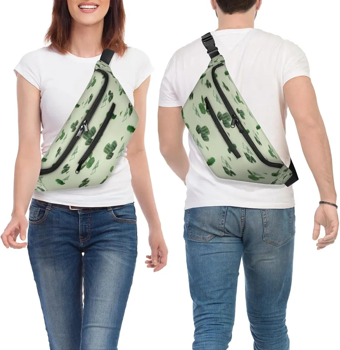 Retro Cactus Crossbody Sling Bag for Women Men Crossbody Backpack with 4 Zipper Pockets Fanny Pack Shoulder Casual Daypack for Travel Running Hiking Cycling