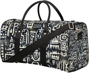 Retro Ethnic Print Travel Duffel Bag for Women Men Waterproof Foldable Overnight Weekender Bag Large Capacity Sports Gym Bag