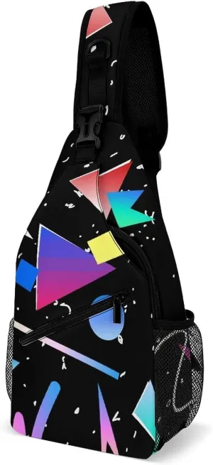 Retro Memphis Geometric A Spacious And Large Capacity Portable Adjustable Chest Bag
