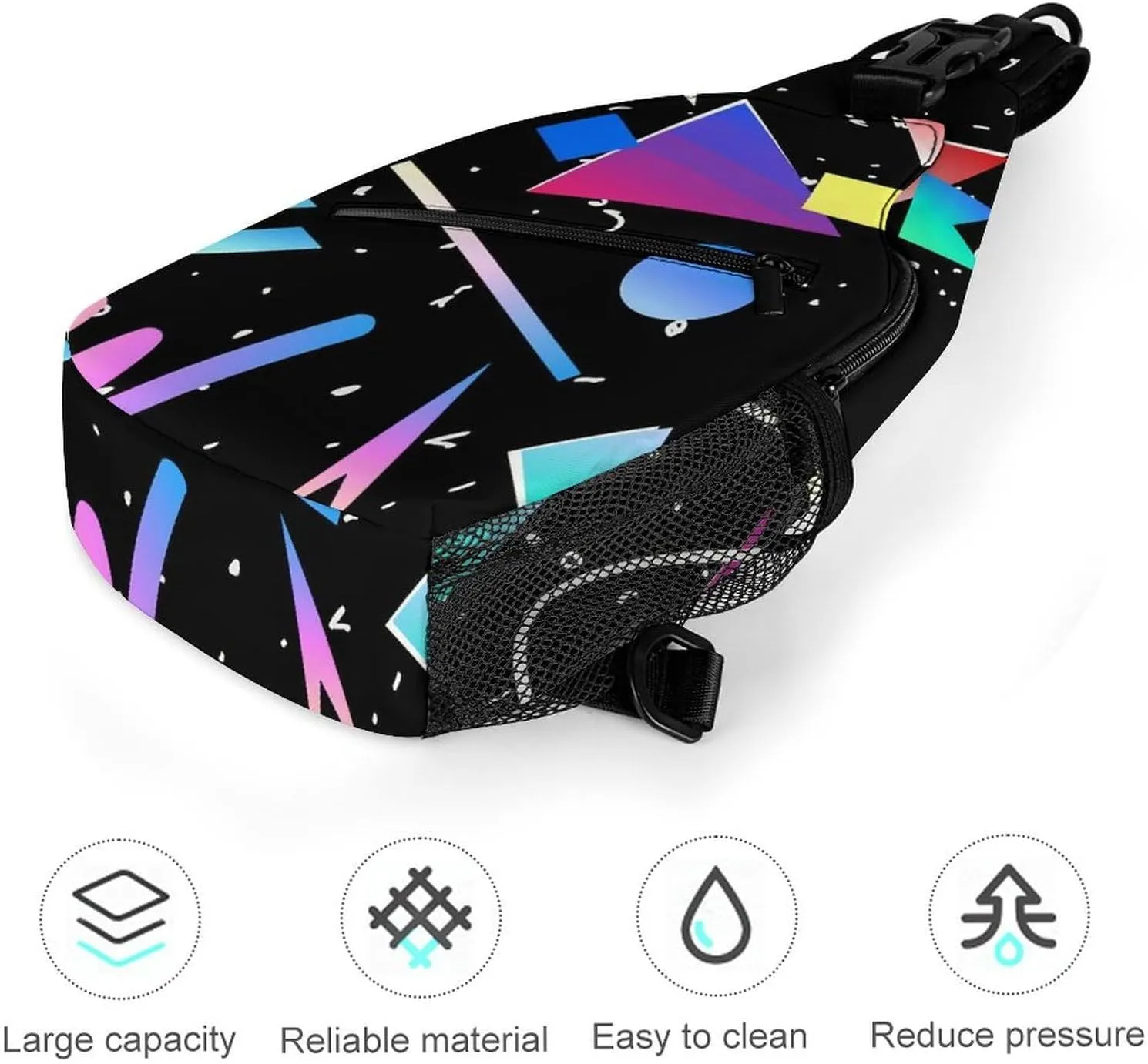 Retro Memphis Geometric A Spacious And Large Capacity Portable Adjustable Chest Bag
