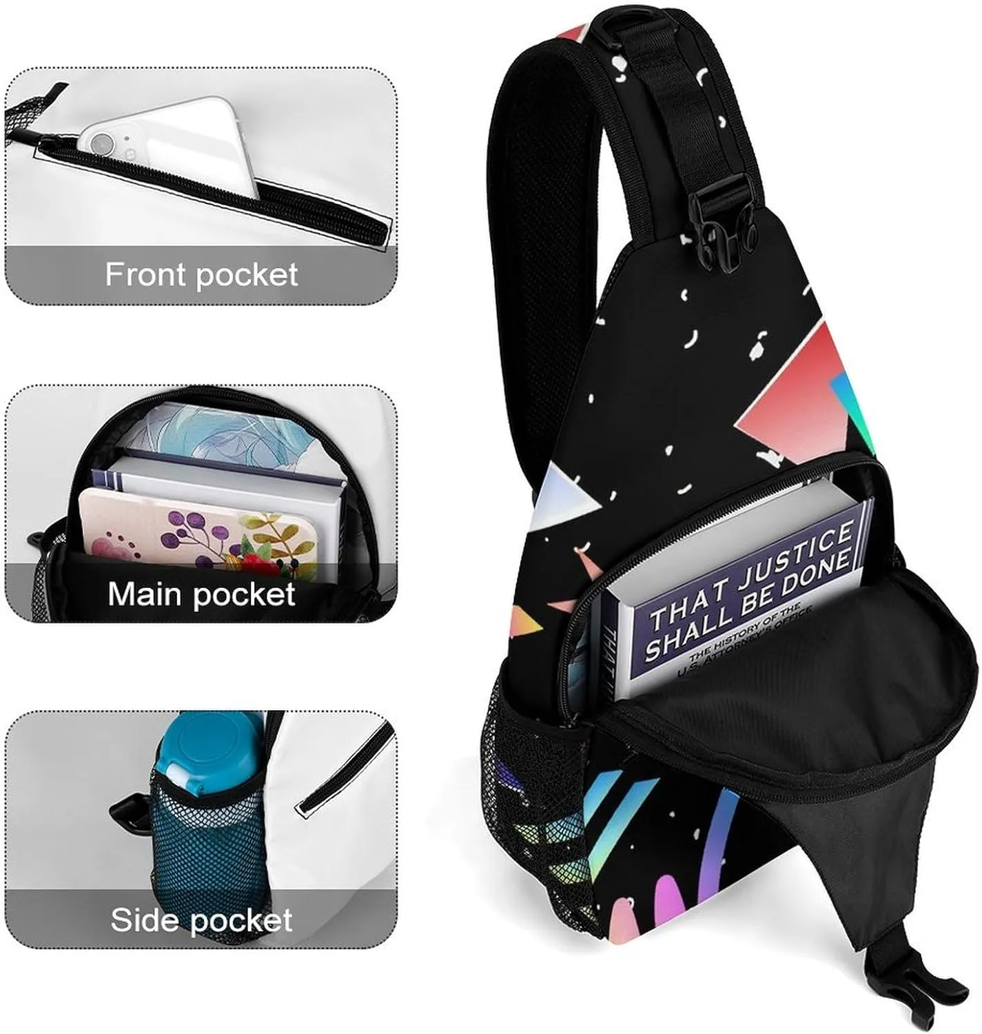 Retro Memphis Geometric A Spacious And Large Capacity Portable Adjustable Chest Bag