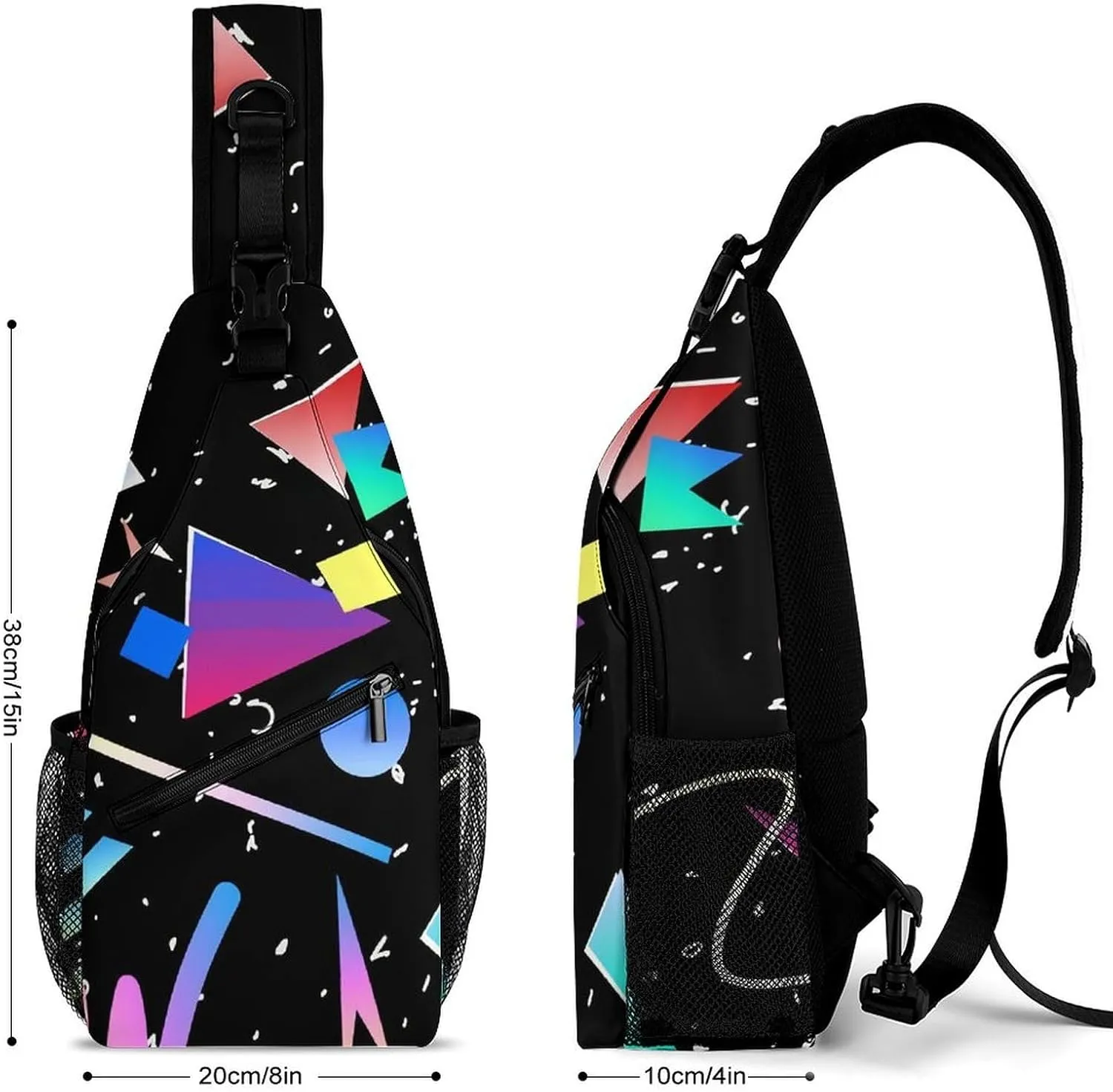 Retro Memphis Geometric A Spacious And Large Capacity Portable Adjustable Chest Bag