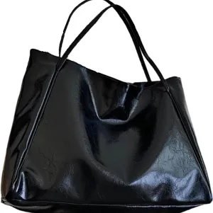 Retro Tote Bag for Women PU Leather Handbags Large Handheld Shoulder Bag with Botton School Office Travel Essentials