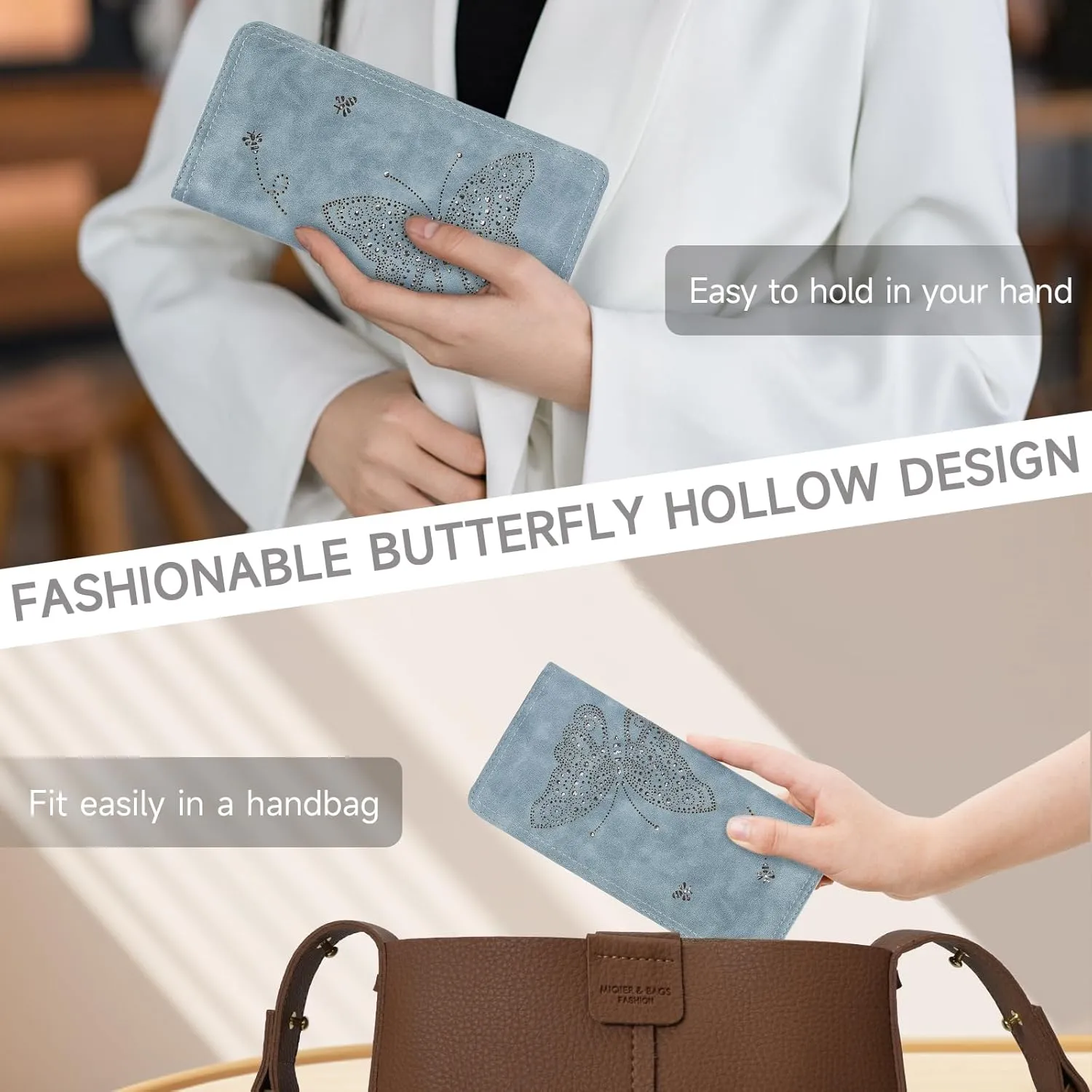 RFID Wallet Women Ultra Slim Thin Womens Wallet Compact Clutch Long Ladies Wallet for Women BLUE