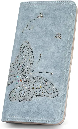 RFID Wallet Women Ultra Slim Thin Womens Wallet Compact Clutch Long Ladies Wallet for Women BLUE