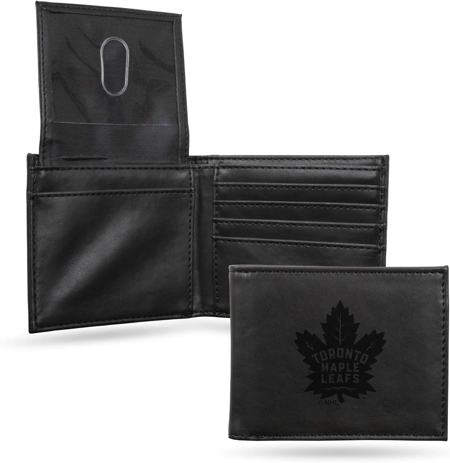 Rico Industries Laser Engraved Billfold Wallet, Toronto Maple Leafs, Black, 3.5 x 4.25-"