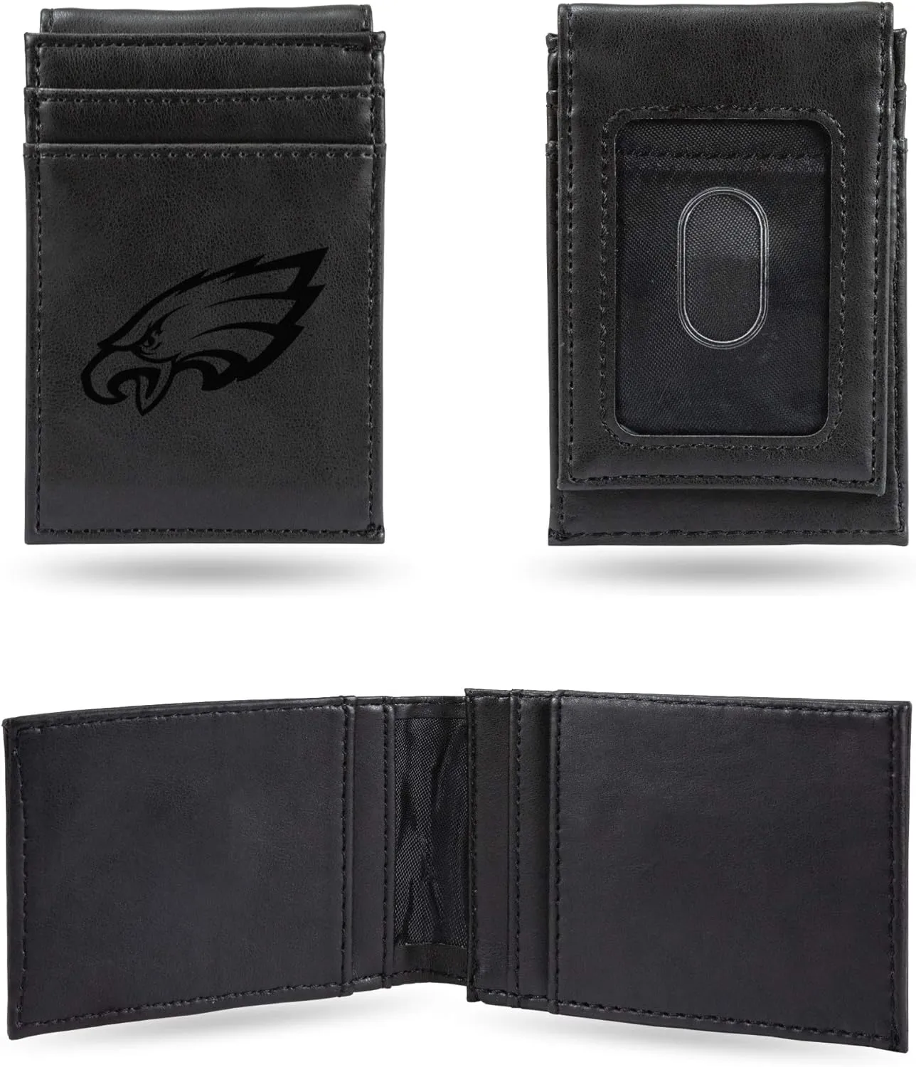 Rico Industries Laser Engraved Front Pocket Wallet, Philadelphia Eagles Black