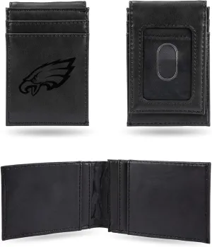 Rico Industries Laser Engraved Front Pocket Wallet, Philadelphia Eagles Black