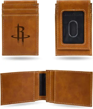 Rico Industries NBA Basketball Laser Engraved Front Pocket Wallet - Compact/Comfortable/Slim