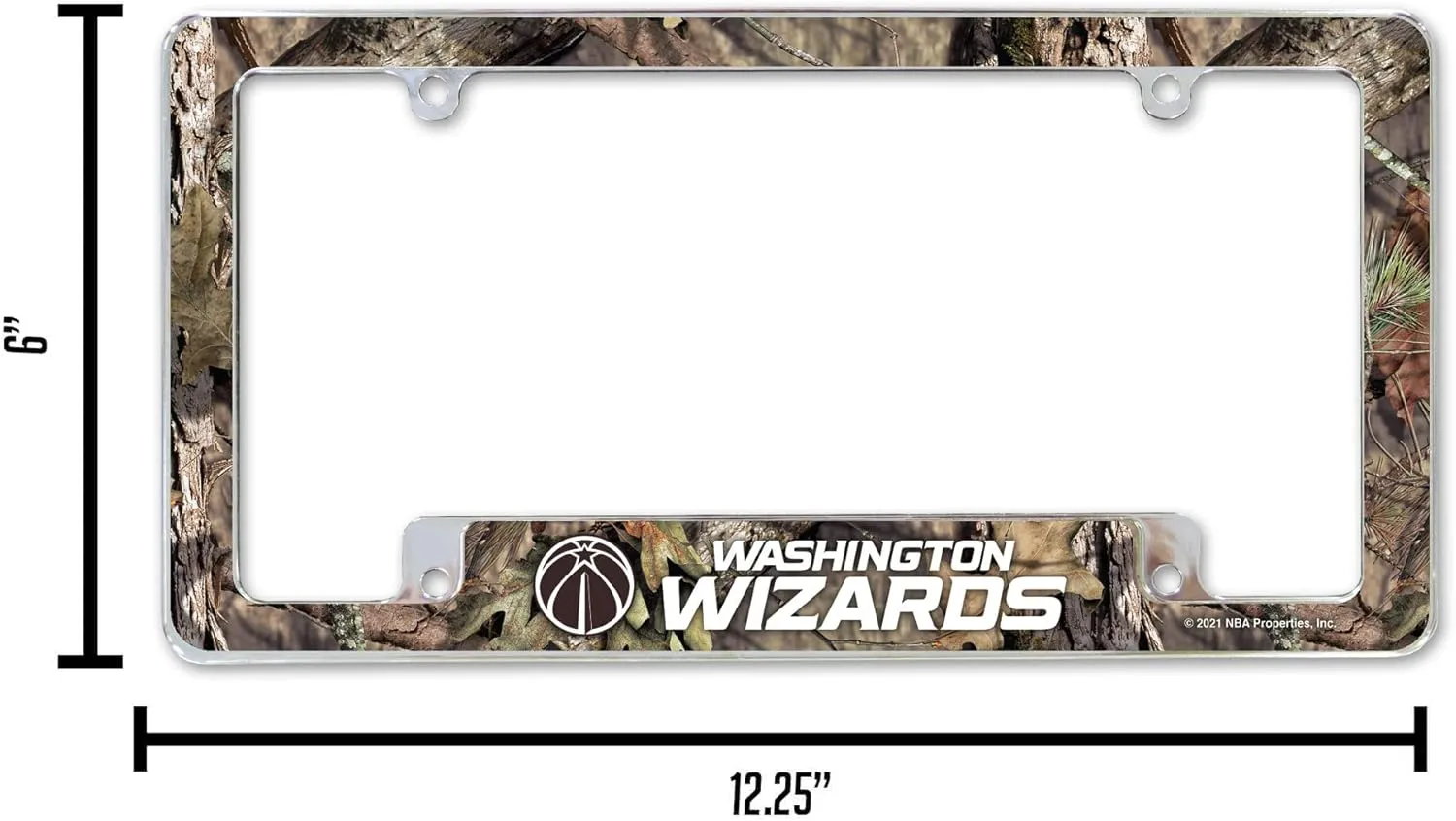 Rico Industries NBA Basketball Primary 12" x 6" Chrome All Over Automotive License Plate Frame for Car/Truck/SUV